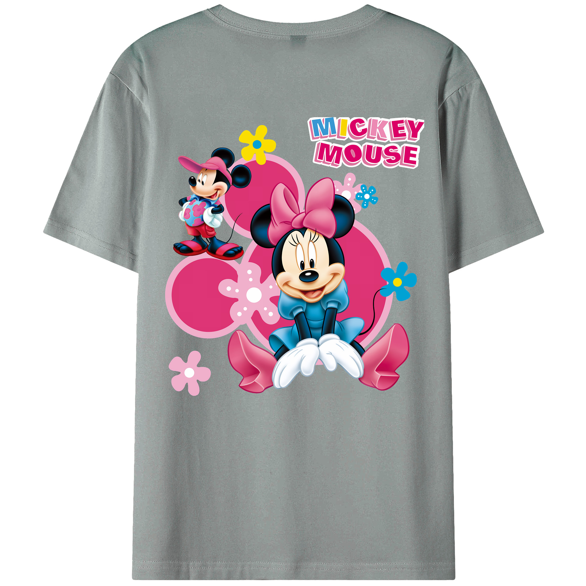 （画像用） ミッキーマウス Mickey Mouse 綿100％ メンズ半袖Tシャツ（バックプリント） 通気性